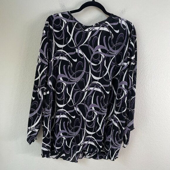 Maggie Barnes Womens Plus 3X Black Purple Abstract Pattern Blouse Top Blouse - Picture 10 of 12